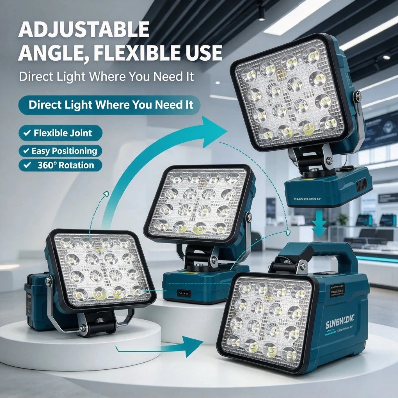 LED Work Light Suitable For Milwaukee/Dewalt 18V Lithium-ion Battery With Handle And USB Interface Flashlight