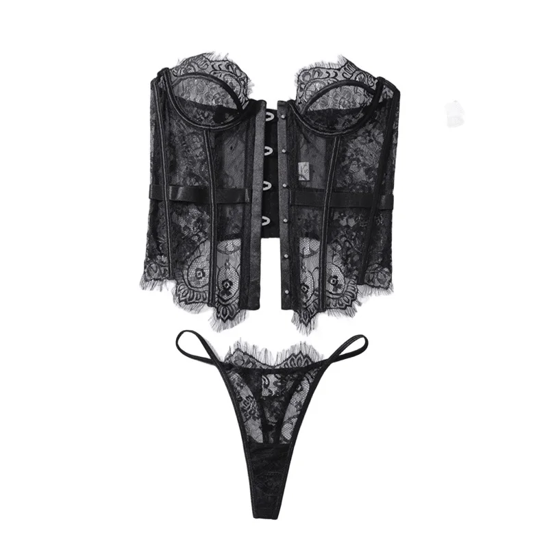 

Тонкие кружевные корсеты, бюстье, женский корсет без бретелек, сексуальное нижнее белье, комплект трусиков, женская клубная одежда