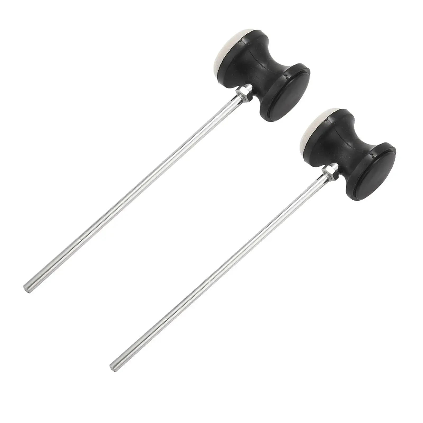 2Pcs Bass Drum Beater Instrument Band Accessory Metal Shaft Felt Head for Show Exercise Concert Stage Drum Upgrade Replacement