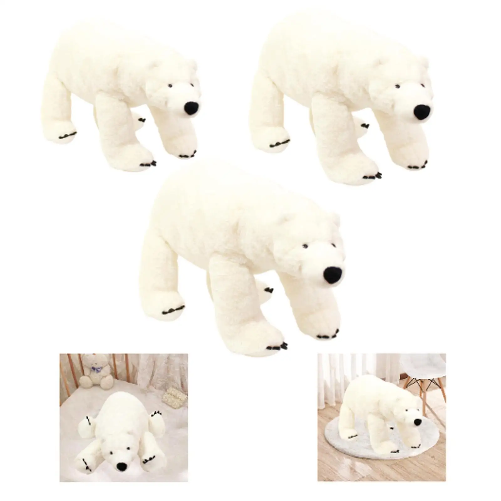 Polar Bear Stuffed Animal Doll Realistic Cuddly Birthday Gift Soft Polar Bear Toy Plush Toy for Him Boyfriend Adults Her Wedding