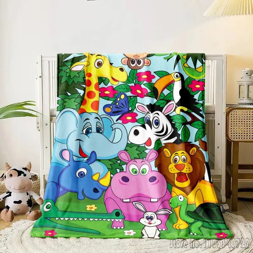 Animal world Cartoon 3D Printed Home Cute Kids Blanket Throw for Bed Sofa Decor Fleece Nap Blankets Boys Girls Children Gift