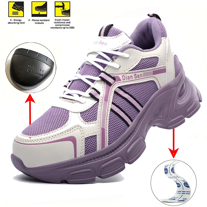 Safety Shoes Women Wear-resistant Steel Toe Work Shoes Indestructible Anti Smashing Work Safety Boots Protective Shoes