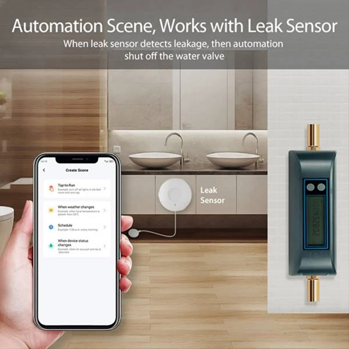 SPECIAL OFFER Tuya Smart WiFi Water Valve Shutoff Water Meter Built in Rechargable Battery for DN20 3/4-in Diameter Pipe EU Plug