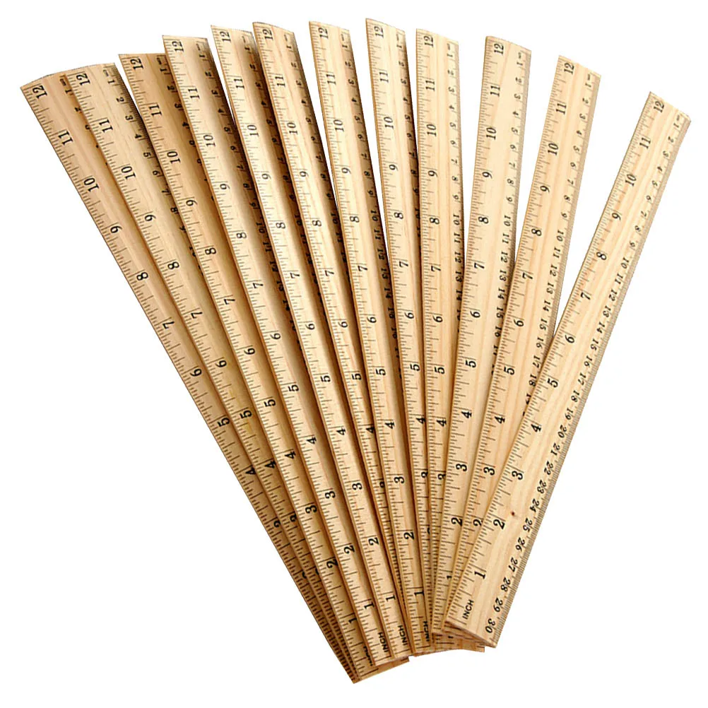 30Pcs High Accuracy Wooden Straight Ruler Dual Scale Measuring Tool Ideal for Student Classroom Use 30Cm Wooden Straight Ruler