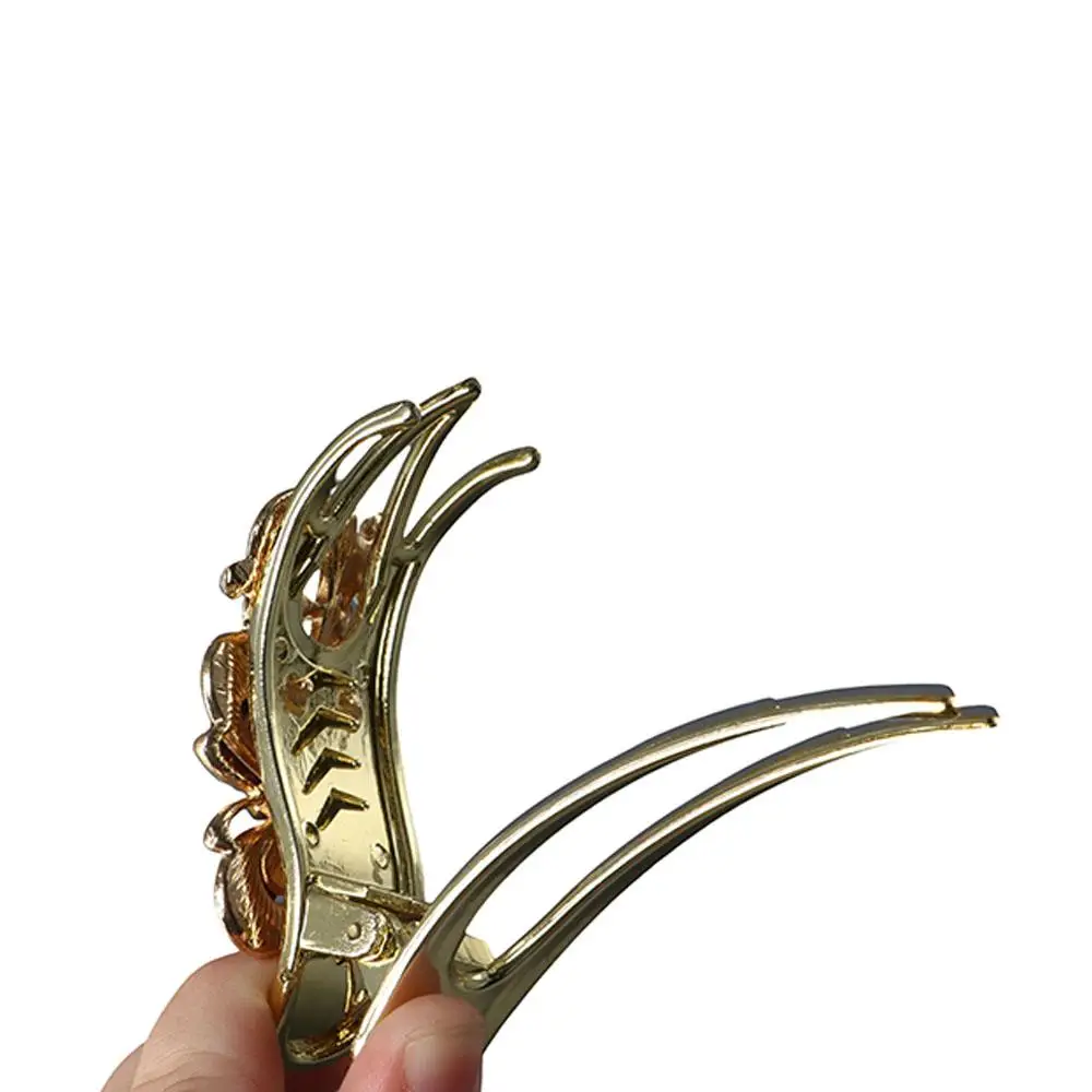 

Clip Metal Flower Antiquity Headwear Butterfly Hair Clip Female Hair Accessories Rhinestone Duckbill Clip Korean Style Hairpin