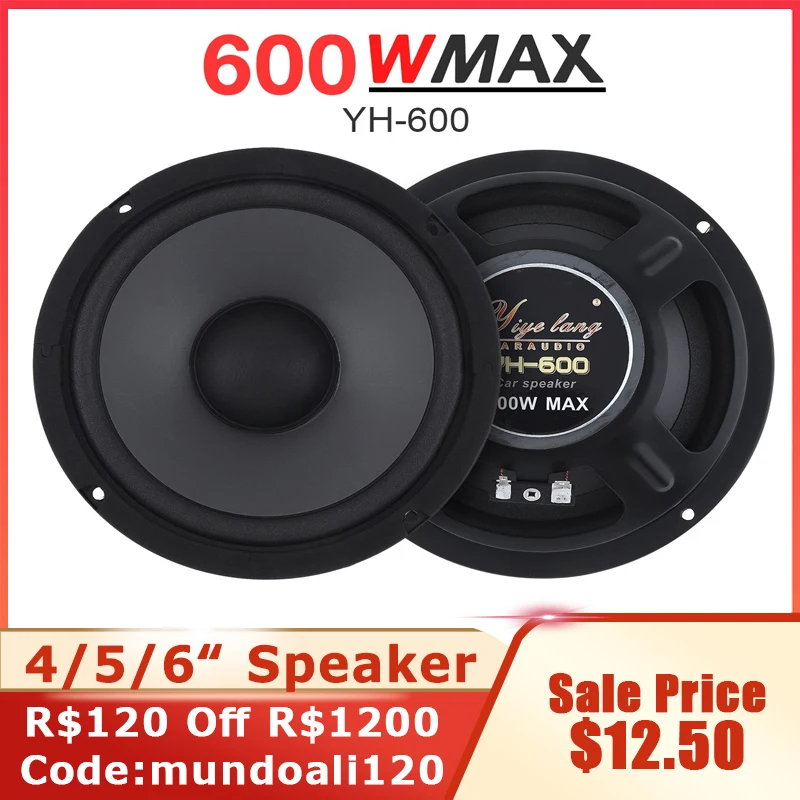 1pc/2pcs 4/5/6.5 palec auto reproduktorů 400/500/600W 2 způsob hifi koaxiální subwoofer auto audio reproduktorů pro auto automobilové reproduktor