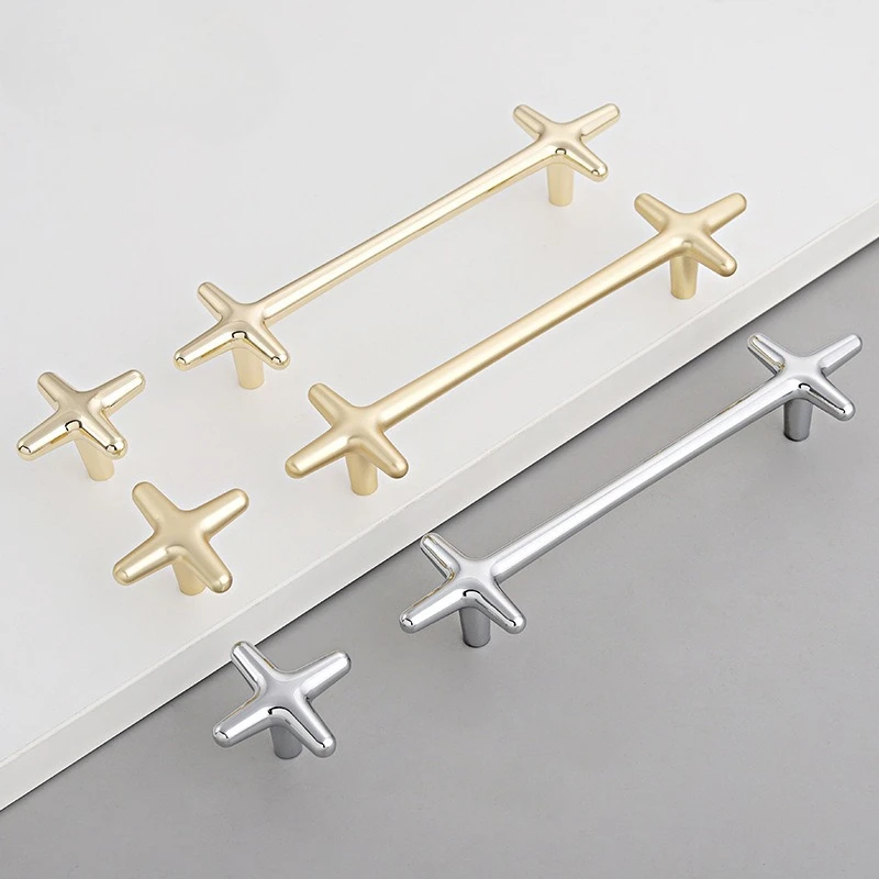 French Cream Wind Cabinet Cross Pulls Handle Modern Simple Wardrobe Door Light Luxury Cabinet Drawer Furniture Hardware Handle