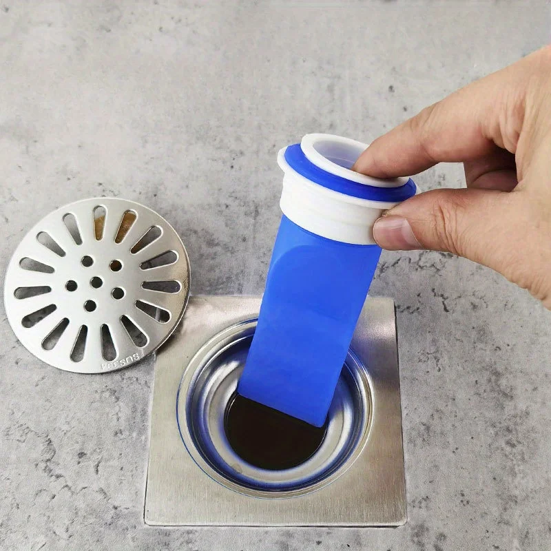 Núcleo de silicona para desagüe de suelo, prevención de reflujo, trampa de silicona ajustable para fregadero, filtro azul anticolmaciones para fregadero