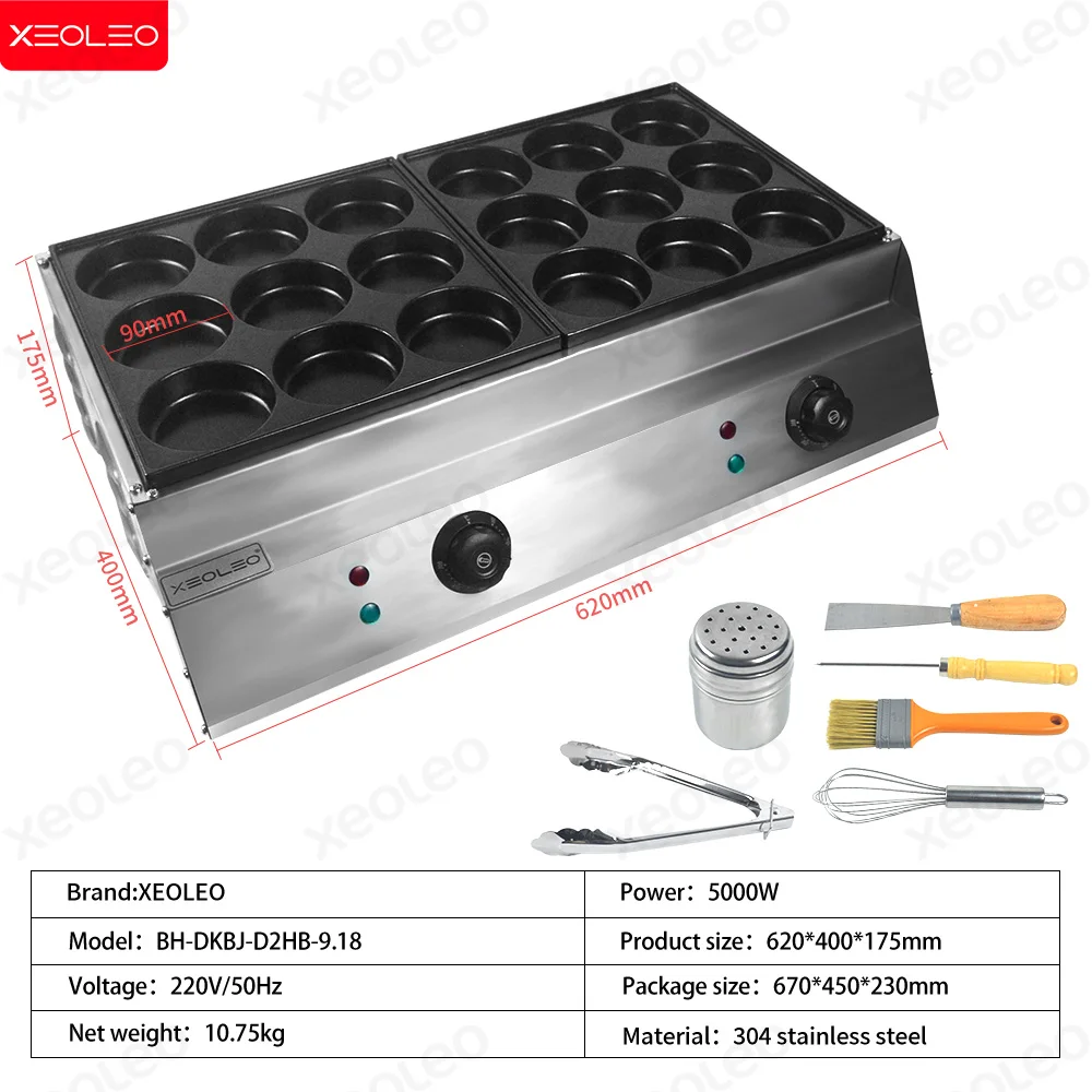 2500W+2500W Electric Burger Maker, XEOLEO Commercial Poffertjes Tartlet Pancake Waffle Machine