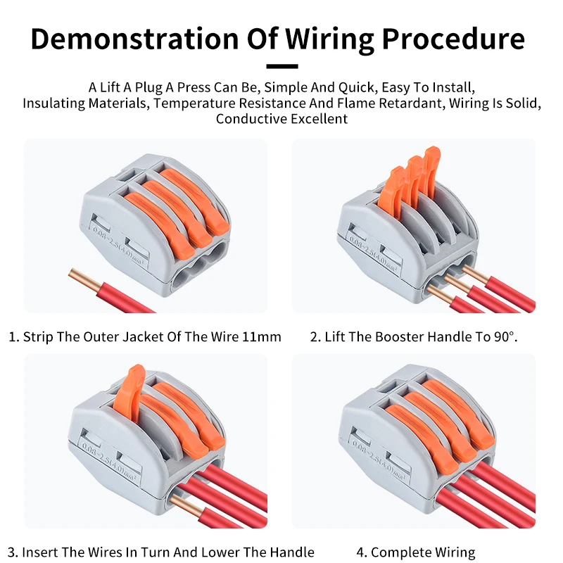 JINH 50 Pcs CMK 41 Lever Wire Quick Connectors 3 4 5 Ports Clamp Electrical Cable Home Assortment Terminal Block 0.08-4mm Fast