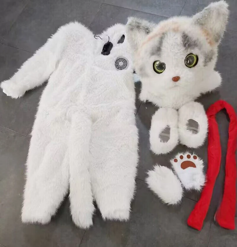 Vestito gonfiabile della peluche del gatto adorabile per i costumi gonfiabili della mascotte di camminata della peluche del gatto degli adulti per