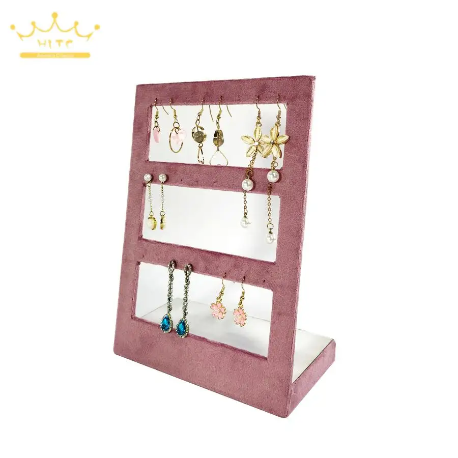 Earring Organizer Pink Velvet Earrings Storage Holder Removable Jewelry Display Props Mounts Ear Stud Display Stand