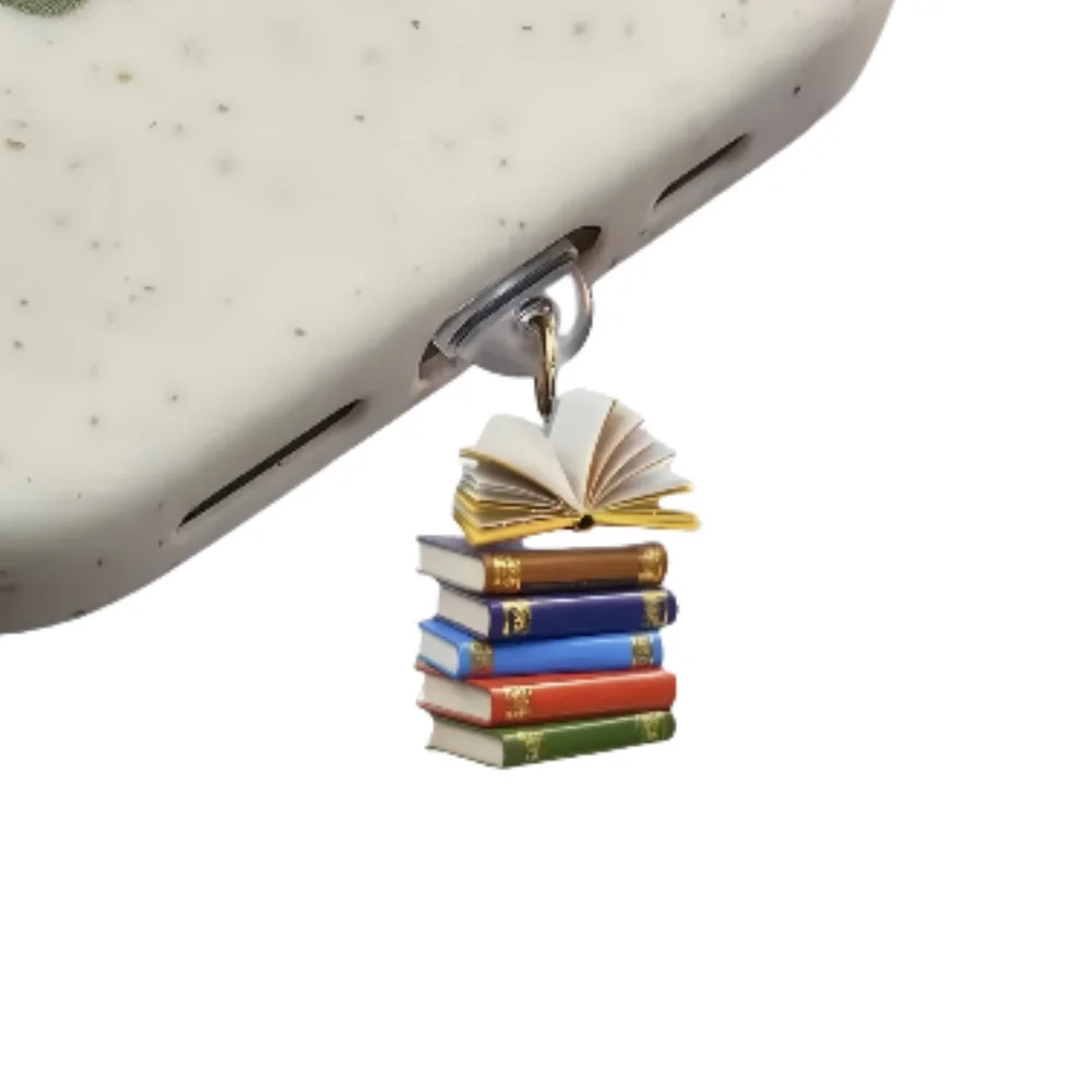 Милый 2D плоский акриловый красочный книжный узор, пылезащитная заглушка для мобильного телефона, аксессуары, украшения для IPhone Samsung Type-C, пылезащитный чехол