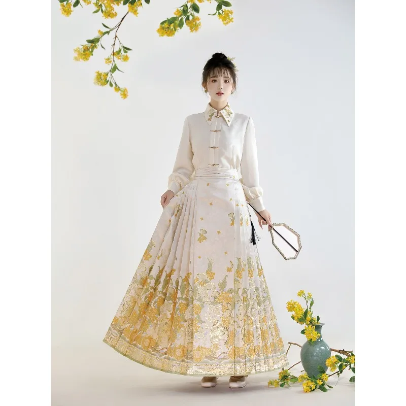 National style retro jacquard horse dress, high-end weaving craftsmanship daily versatile Hanfu long dress