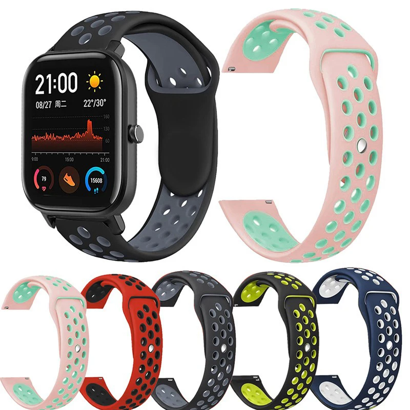 

Силиконовый браслет для Amazfit GTS 2 2e GTS2 Mini GTR, 42 мм, 47 мм, GTR2, 2e, stratos 2/3, 20 мм, 22 мм, для спортивных часов Amazfit ремешок bip