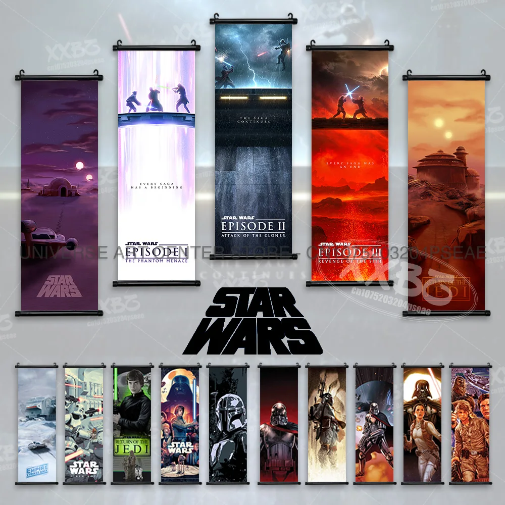 Star Wars Episode Poster Obi-Wan Kenobi Wall Art Scrolls Picture Anakin Skywalker Movie Figures Home Decoration Hanging Painting