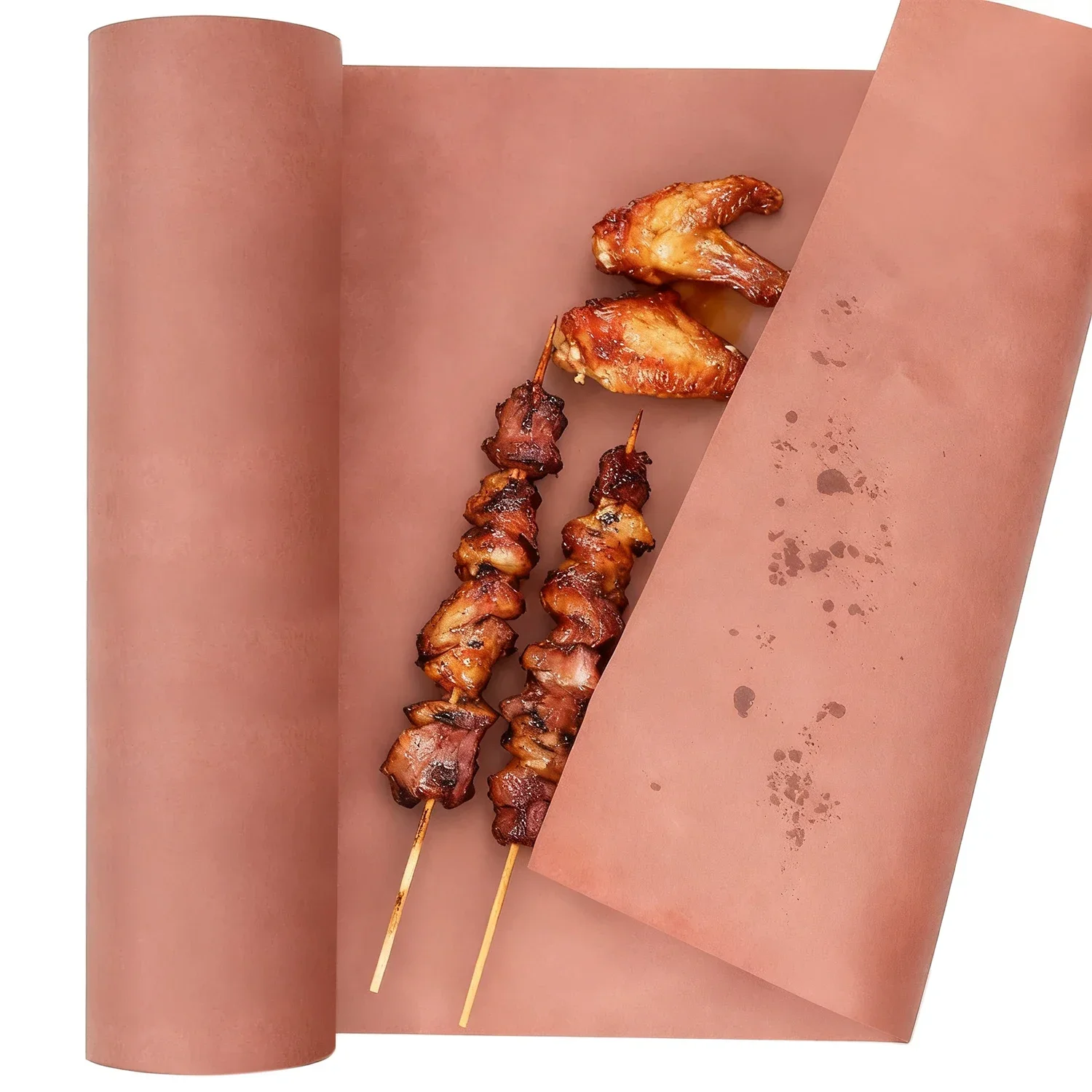 1/2Roll Unwaxed Peach Butcher Paper 30x10m, Heavy Duty BB-Q Smoking Meat Brisket Wrap, Oil Resistant Tear Proof Cooking Paper