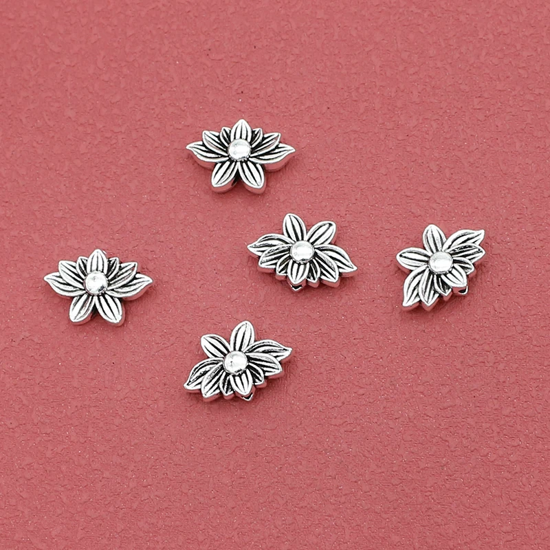 10pcs/Lot Classic Tibetan Silver Lotus Metal Beads 16x11mm Bracelets Widget Pendants Flower Spacers DIY Jewelry Ornaments Craft