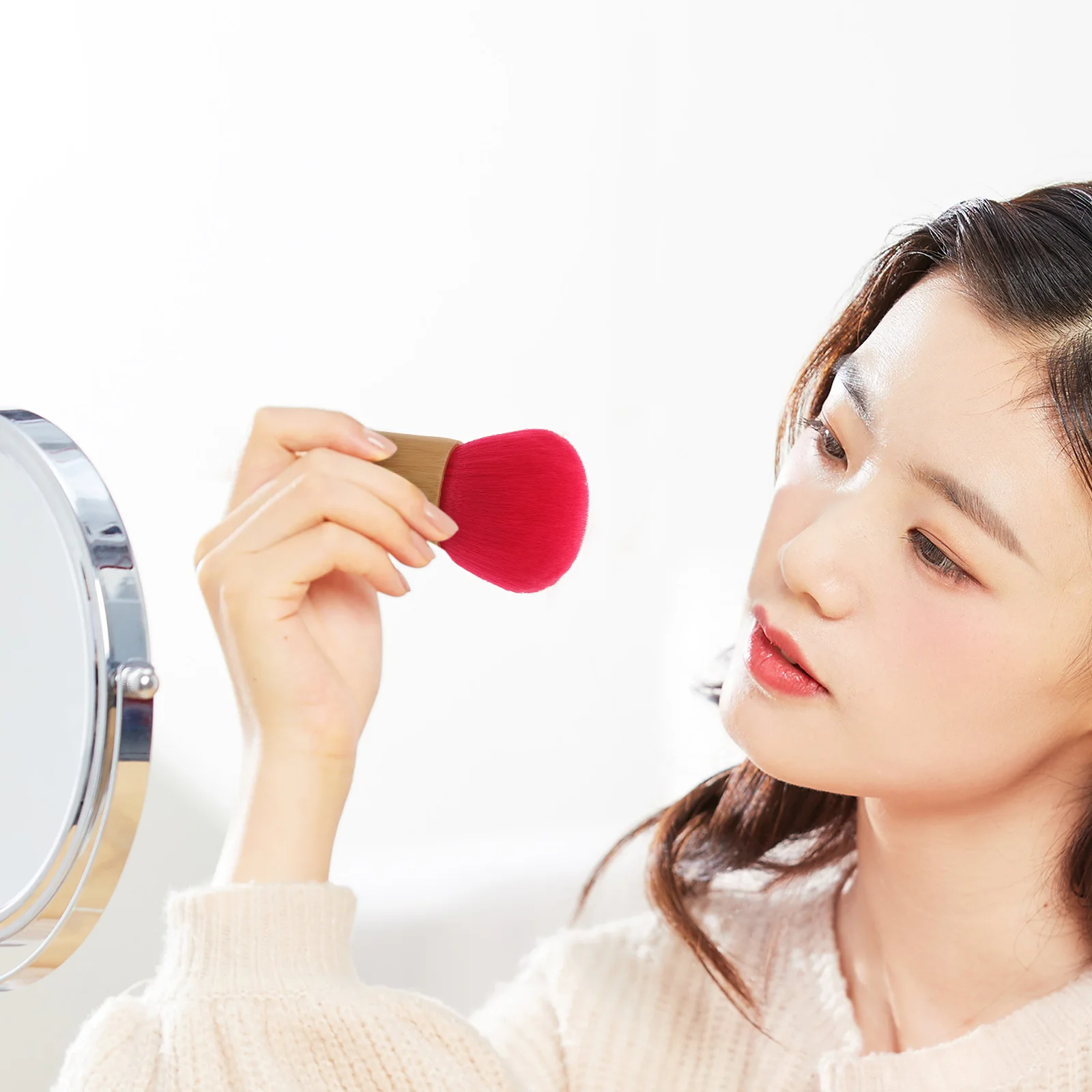파운데이션 블러쉬 페이스 메이크업을 고정하기 위한 루즈 파우더 브러쉬 부드러운 인조 섬유 여행용 사이즈 브러쉬 도구 뷰티용