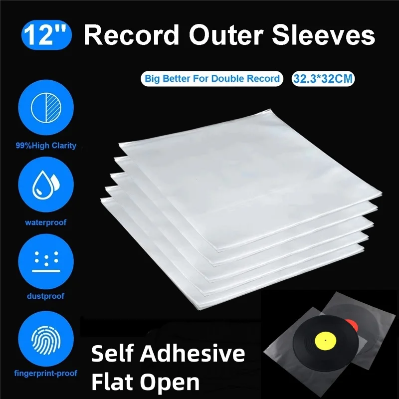 50Pcs/Set  12 Inch LP Record Protective Outer Sleeves  LP Vinyl Record Pouch OPP 32 cm* 32cm