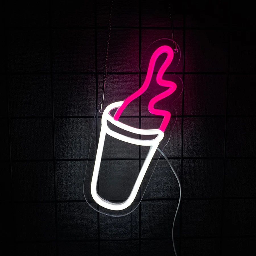 Double Wine Cups Neon Sign, Pink USB Powered LED Neon Light Wall Decor for Bedroom, Pub, Bar, Grill Diner, Man Cave，Party Gift