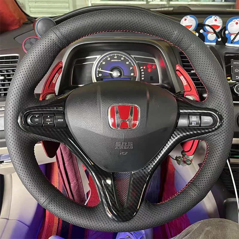 Diy Car Steering Wheel Braid Cover for Honda 8th Generation Civic‌ 2006-2011 Grace City Fit Jazz 2008-2013 Microfiber Leather