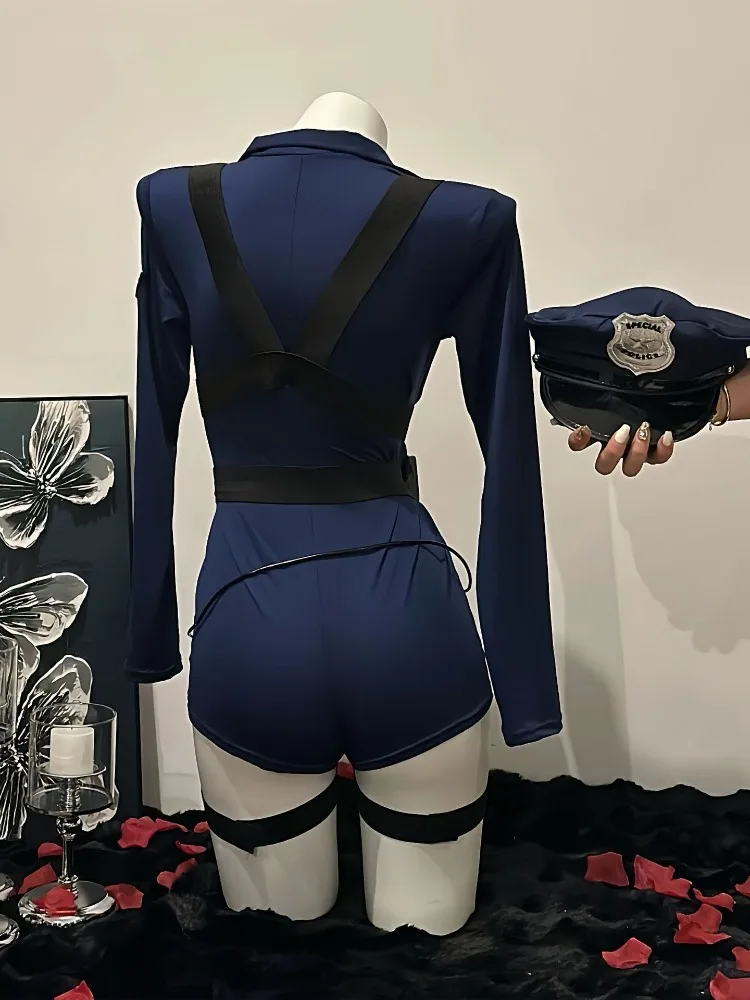 Police Cosplay Uniform With Props Kit Sexy Role Play Costumes Set Erotic Underwear Bondage Body Belt Lingerie Exotic Theme Night