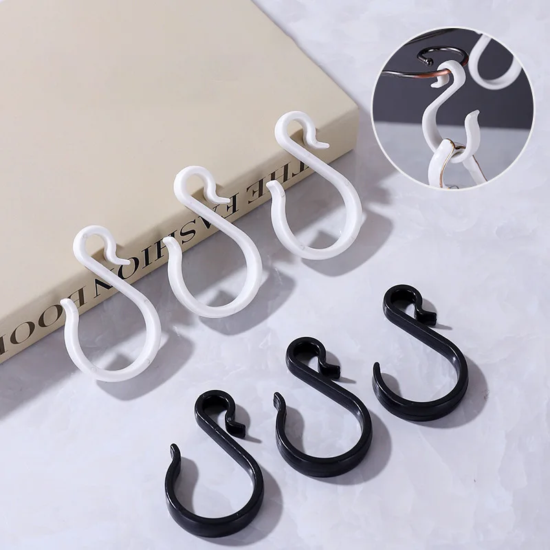 

10PCS Plastic Snap-on Hooks, Multi-Purpose S Hooks& Round Tube Hooks for Hanging Clothes, Hats, Cups, Keys, Microwave Rack,