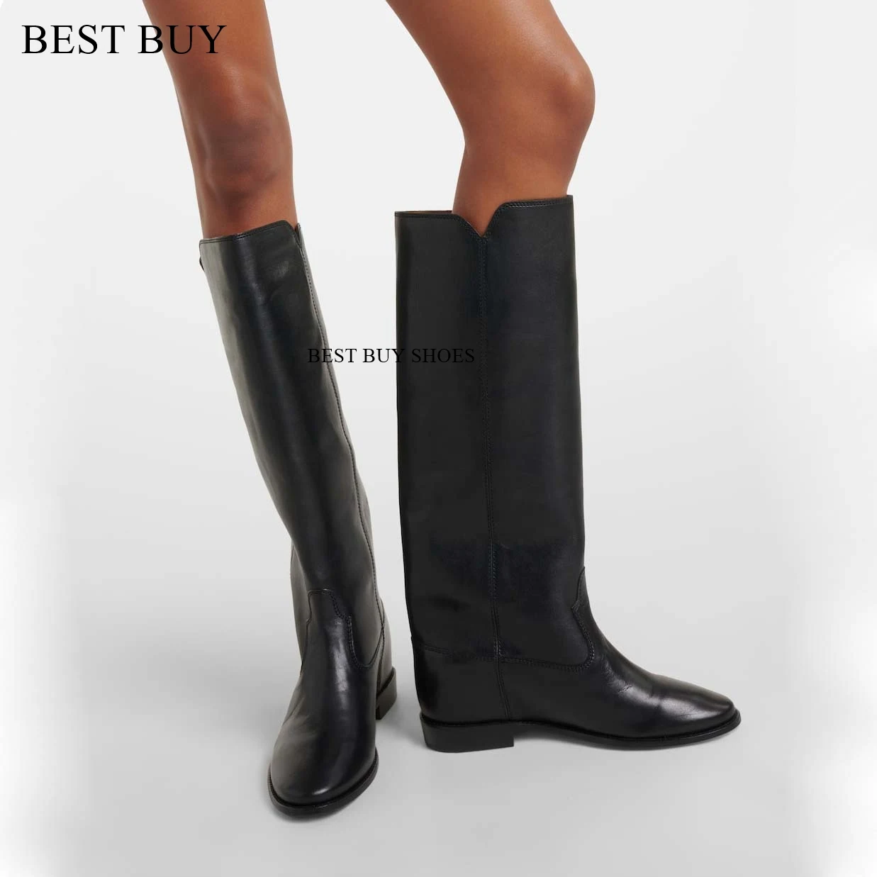 size 35-43 real suede Leather Western Boots Women Fashion Long Boots Knee High Flats Autumn Winter Shoes Casual Female Boots