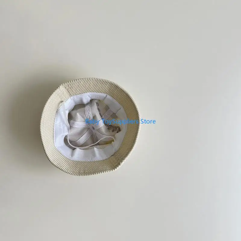 

R1WF Fisherman Hat Baby Boy Girl Big Brim Basin Hat Embroidered Bear Sunhat