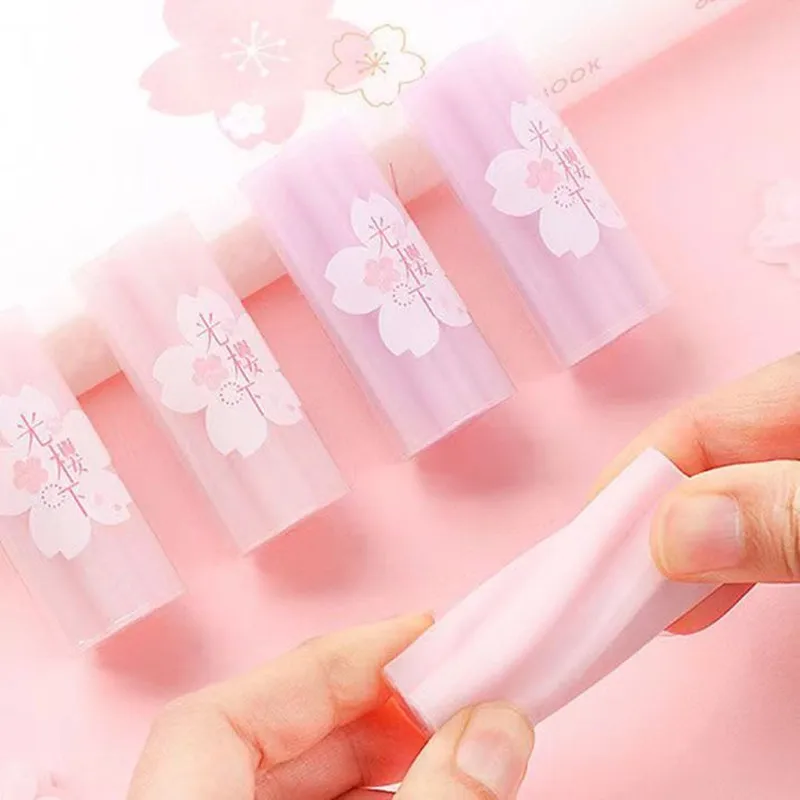 Borrador de Sakura rosa para estudiantes, 1 piezas, borrador de cereza 2B, Material Escolar Kawaii, papelería, suministros escolares, papelería, regalo