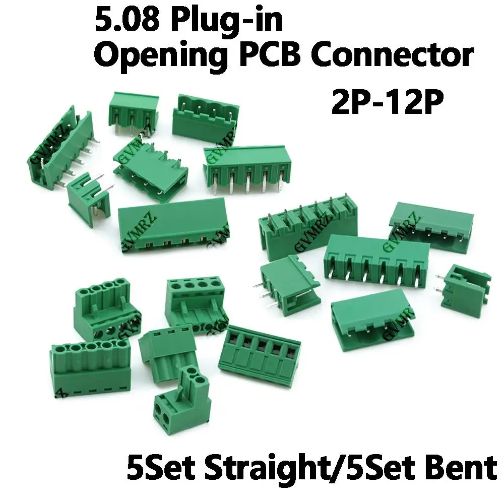 5Set 10P 12P 2P 3P 7P 8P 9P 2EDGK 5.08mm Terminal Block Male Female 5.08 Plug-in Opening PCB Connector 2EDG PCB  4P 5P 6P