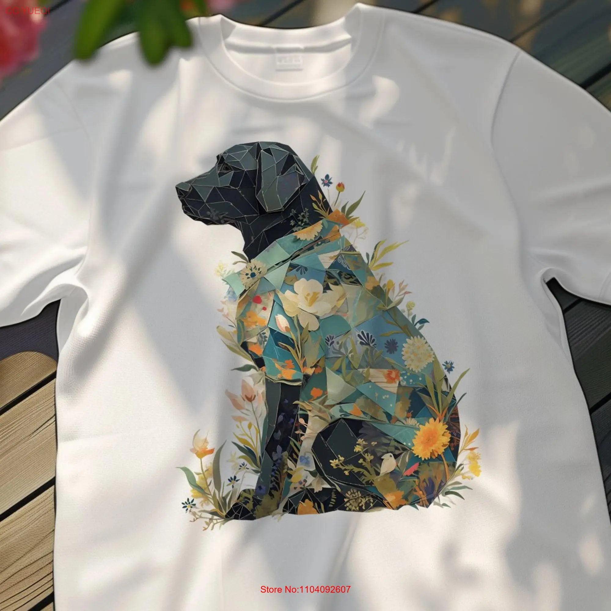 Abstract Floral Labrador Retriever T Shirt Artistic Dog Lover's Stylish Pet Fashion Top long or short sleeves