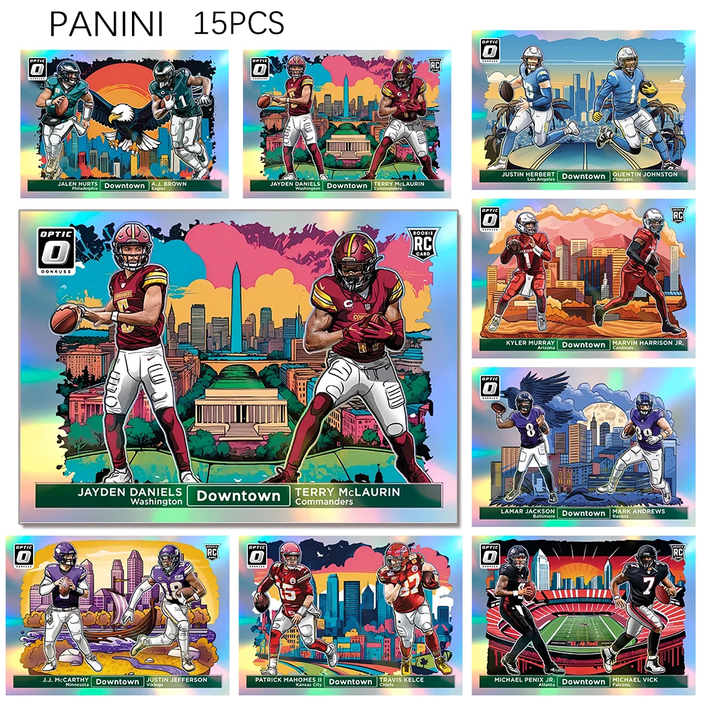 PANINI DIY 15PCS/SET Downtown Duos 2024 football Mahomes BROCK PURDY MCCARTHY JAYDEN DANIELS Homemade laser collectible cards