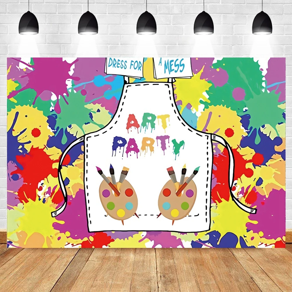 Let's Paint-telón de fondo con grafiti de acuarela para bebé y niño, vestido de fiesta de cumpleaños para un paisaje, pintura artística, fondo de fotografía