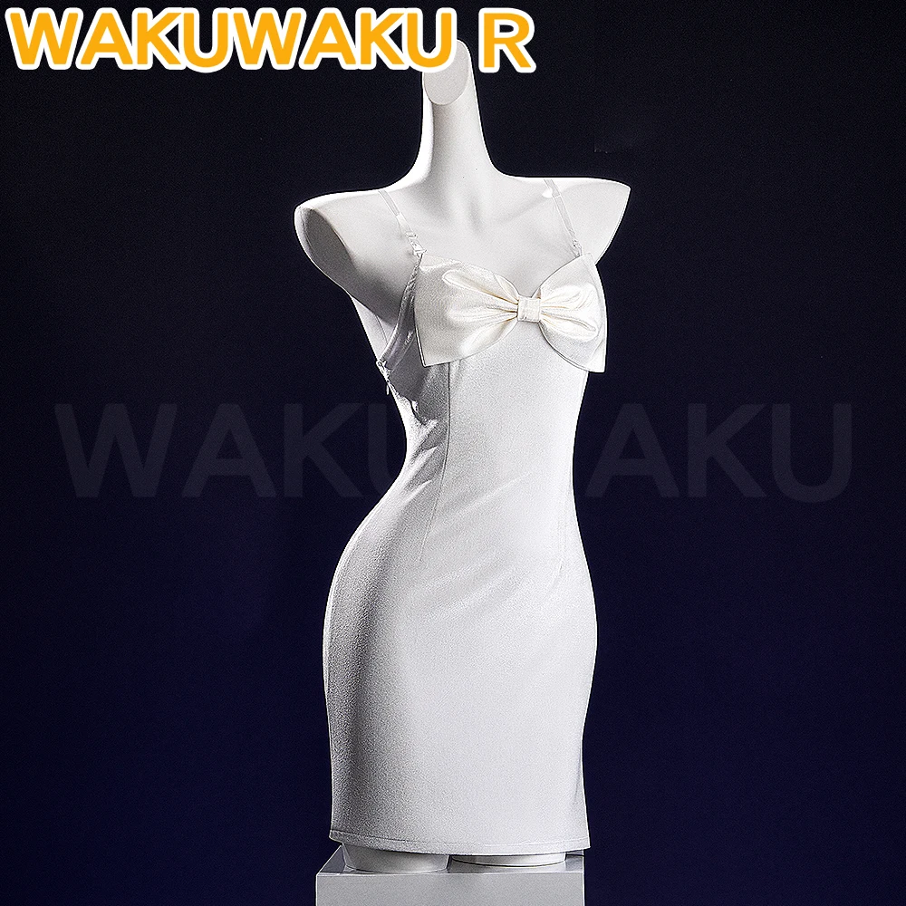SUA تأثيري حلي أنيمي الغريبة المرحلة تأثيري [S-2XL] WakuWaku-R المرأة فستان أبيض مثير زي SUA أقراط حجم كبير