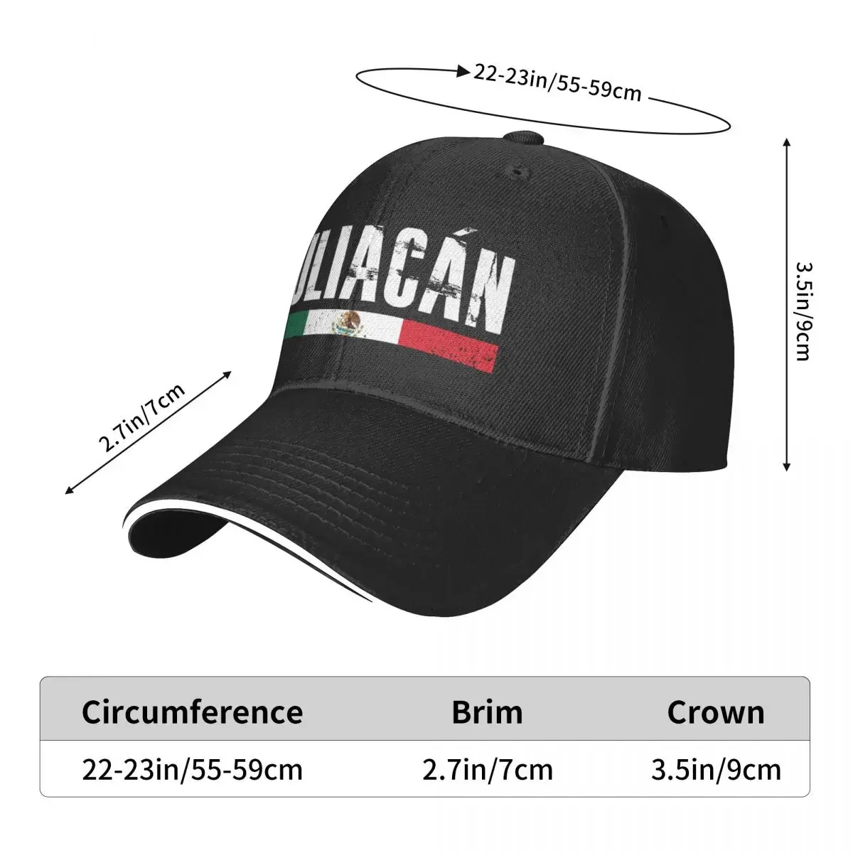 Culiacan Sinaloa Mexico Mexican Flag CityCap Baseball Cap golf Hat girl Men\'s