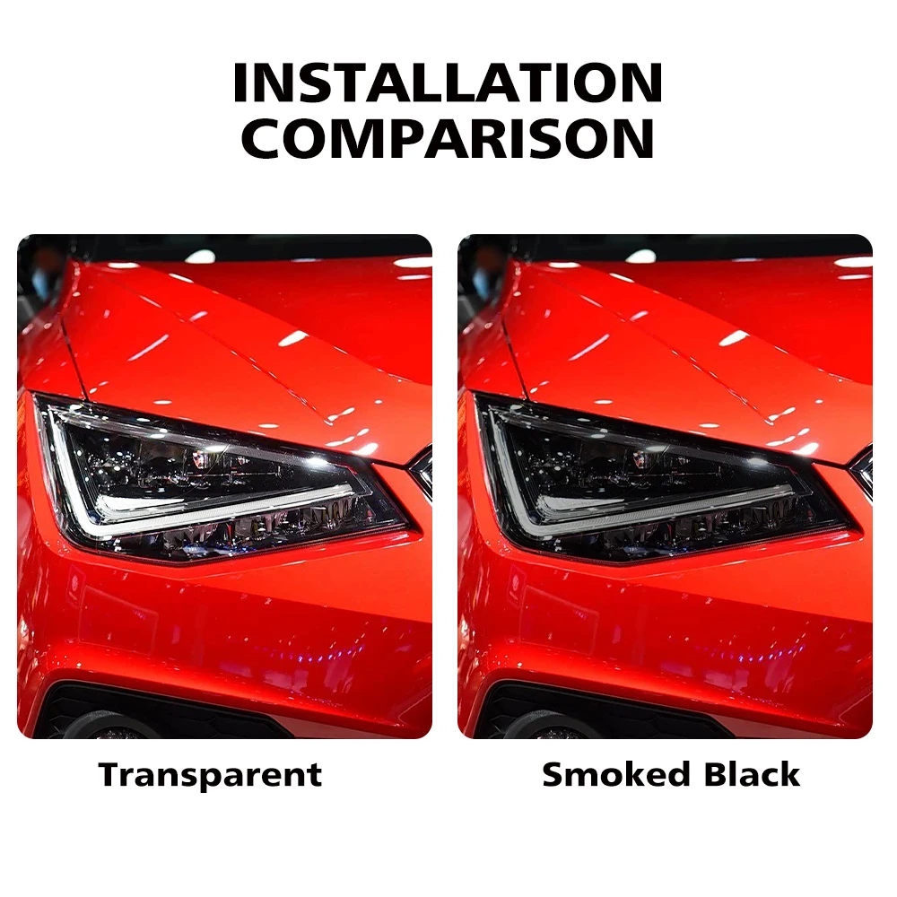 

For Seat Cupra Arona 2021-2026 Smoke Black High-Gloss Pre-Cut TPU Headlight Protective Film PPF Anti-Scratch Vinyl Wrap Cover