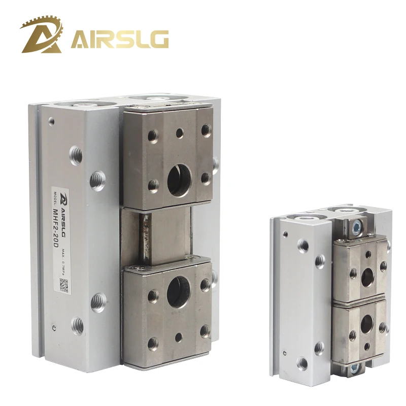 MHF2 Pneumatic Parallel Air Gripper, Thin Finger Cylinder Guide Rail Gear Drive, Self-Centering Clamp 8 12 16 20 D DR D1R D2R