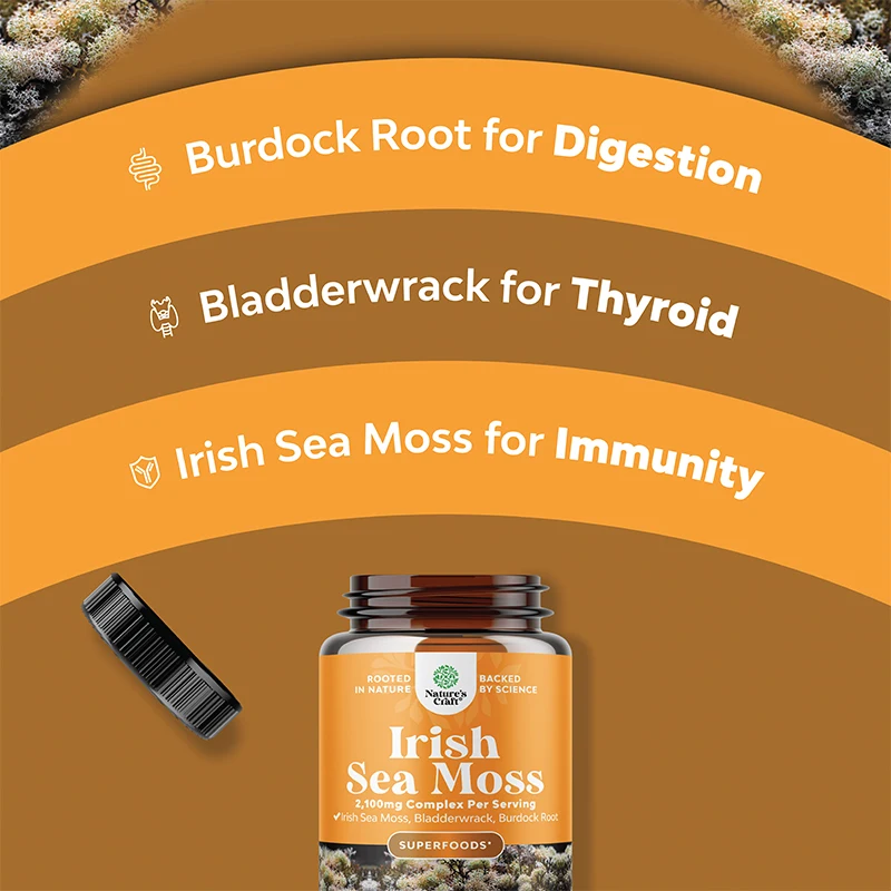 Organic Irish Sea Moss - Sea Moss, Fucus and Burdock Root for Immune, Heart and Joint Health Support for Men and Women