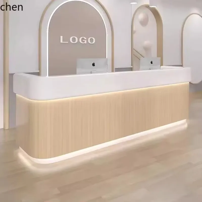 

HYS- checkout page Clothing store Yoga studio Bar counter Company organization Solid wood corner cashier reception desk