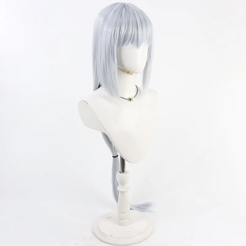 Anime Game FGO Dobrynya Nikitich Cosplay Pruik Zilver Wit Lang Steil Haar met Pony Witte Oren Staart Voor Mannen Vrouwen Halloween