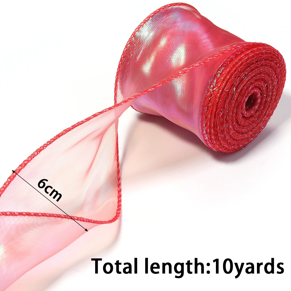 10Yards 6cm Fishtail Organza Ribbons Colorful Wavy Edge Ribbon For Gifts Bouquet Wrapping DIY Christmas Wedding Party Bows Decor