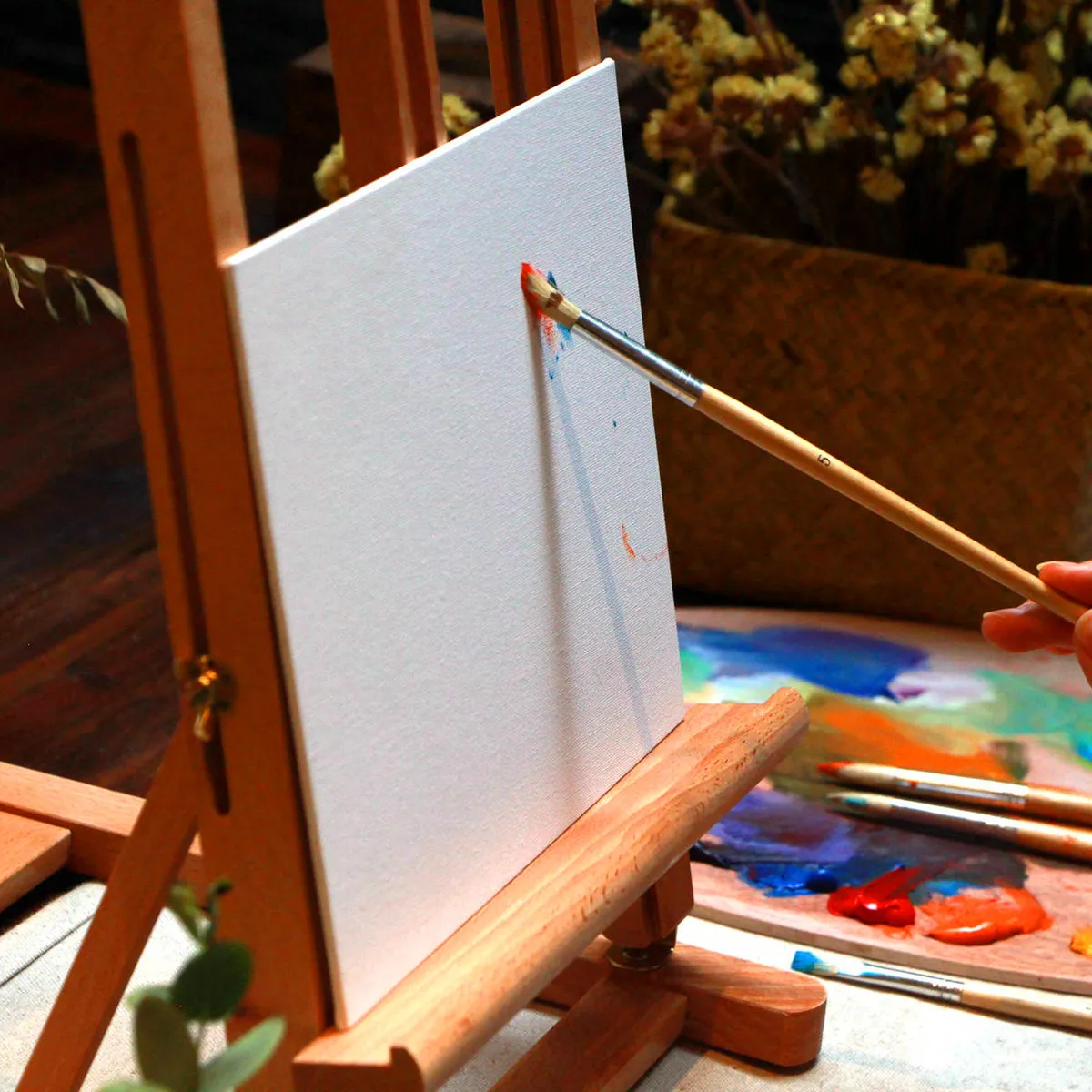 

10Pcs Square Pure Cotton Oil Painting Canvas Excellent Workmanship Art Panels for Beginner Painters Home Decor