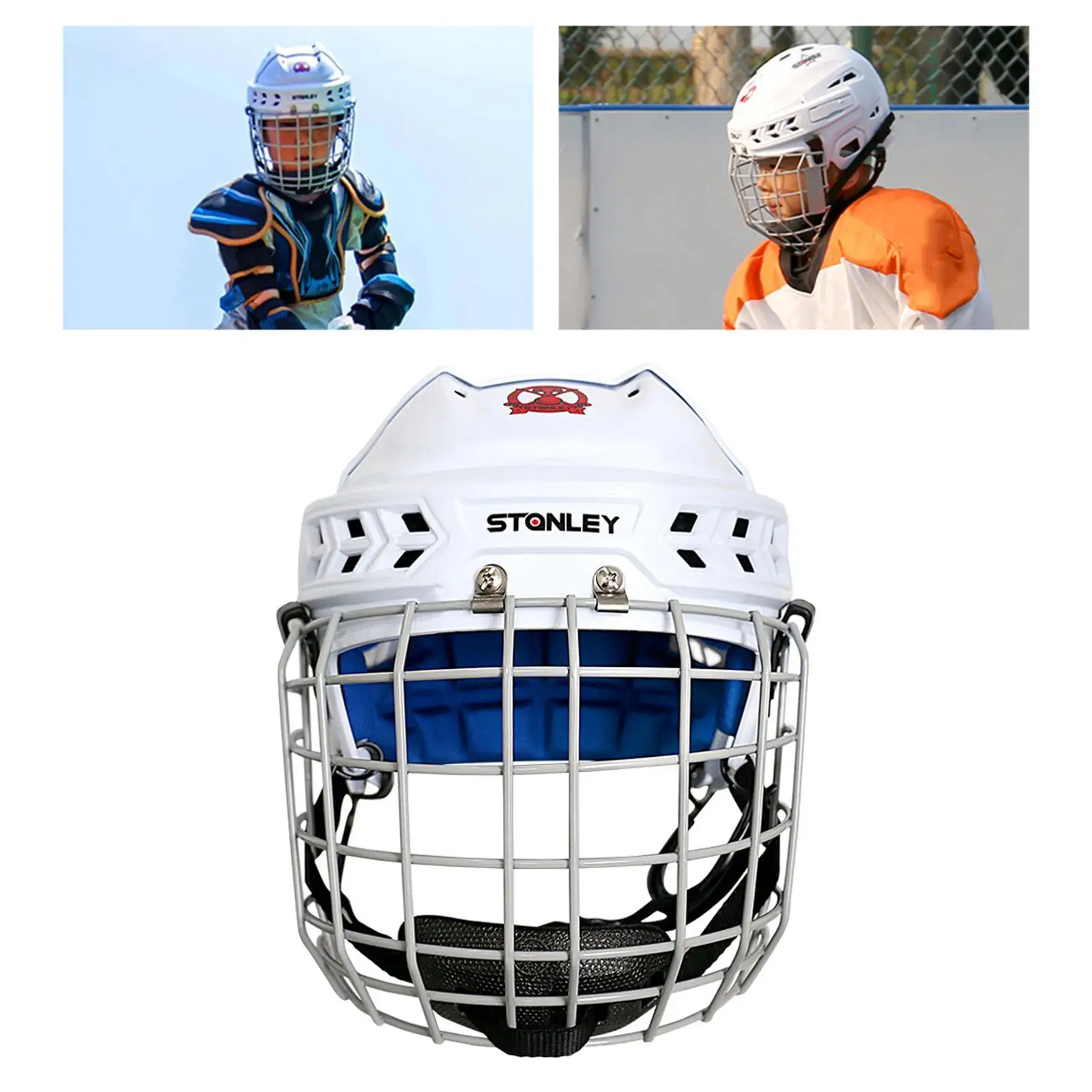 Padded Hockey Helmet Impact Adjustable Fit Breathable Suitable For Skating Sports And Carbon Steel Mask