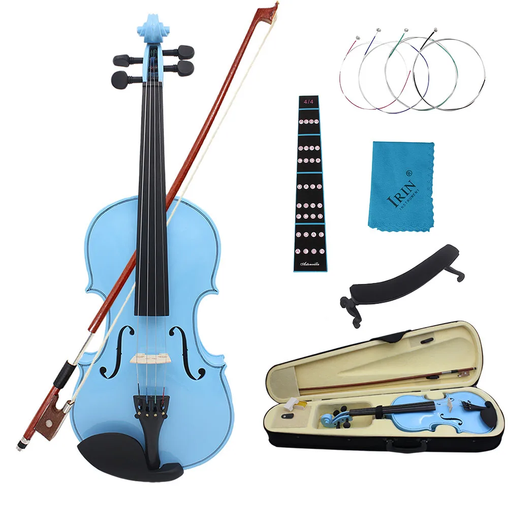 Violin 4/4 Maple Panel Music Gift For Beginners Blue Violin Present Suitable Child Music Lesson Study Ornament With Accessories