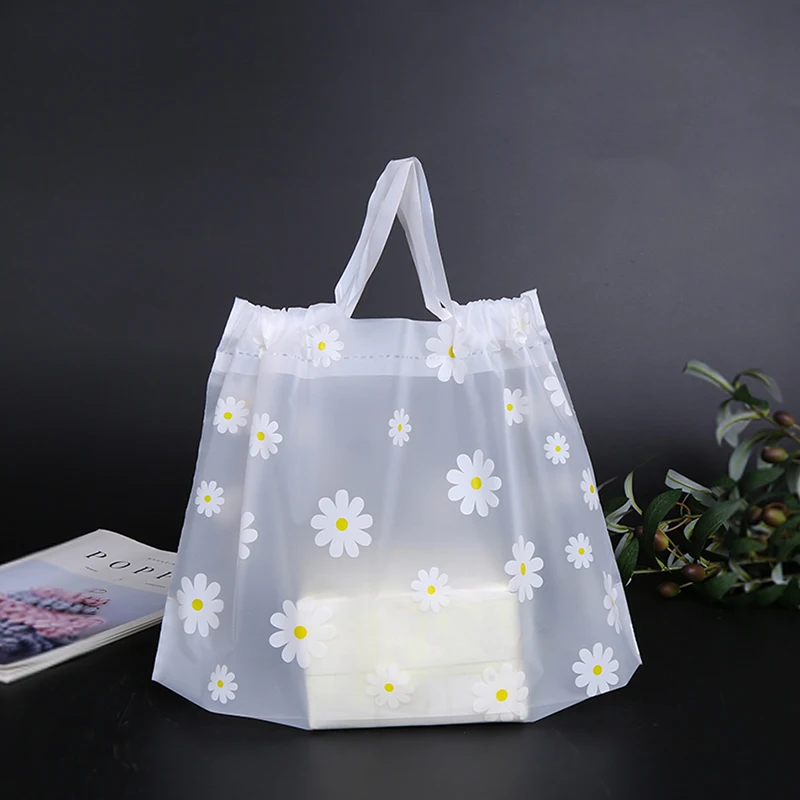 50Pcs/lot Translucent Daisy Plastic Bags Gift Bags Shopping Bags for Small Business Boutique Wedding Birthday Party Gift Bags