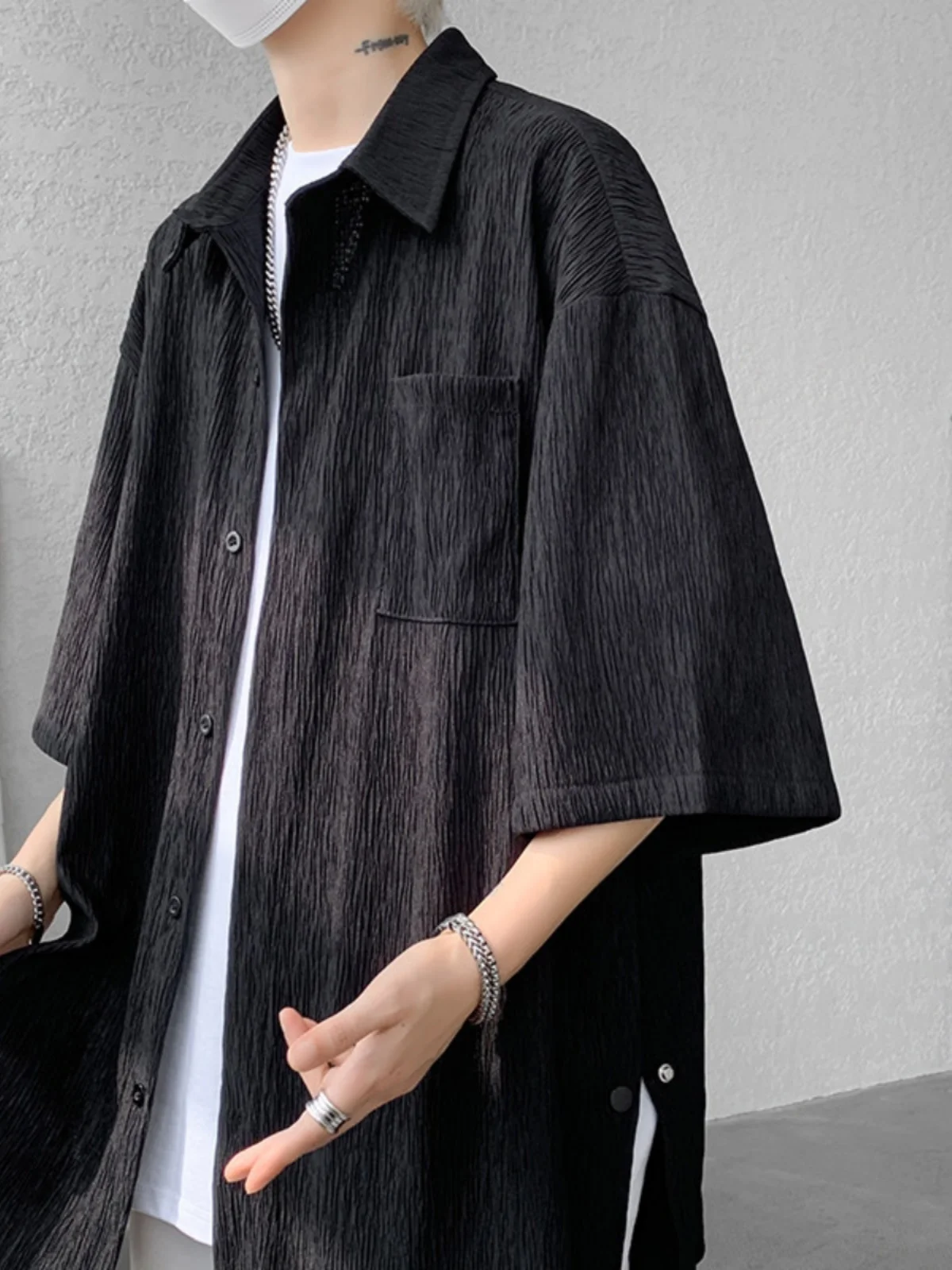 

Ледяной шелк ort Sve irt, мужской летний повседневный свободный крой, модный брендовый повседневный топ на пуговицах, хлопок irt