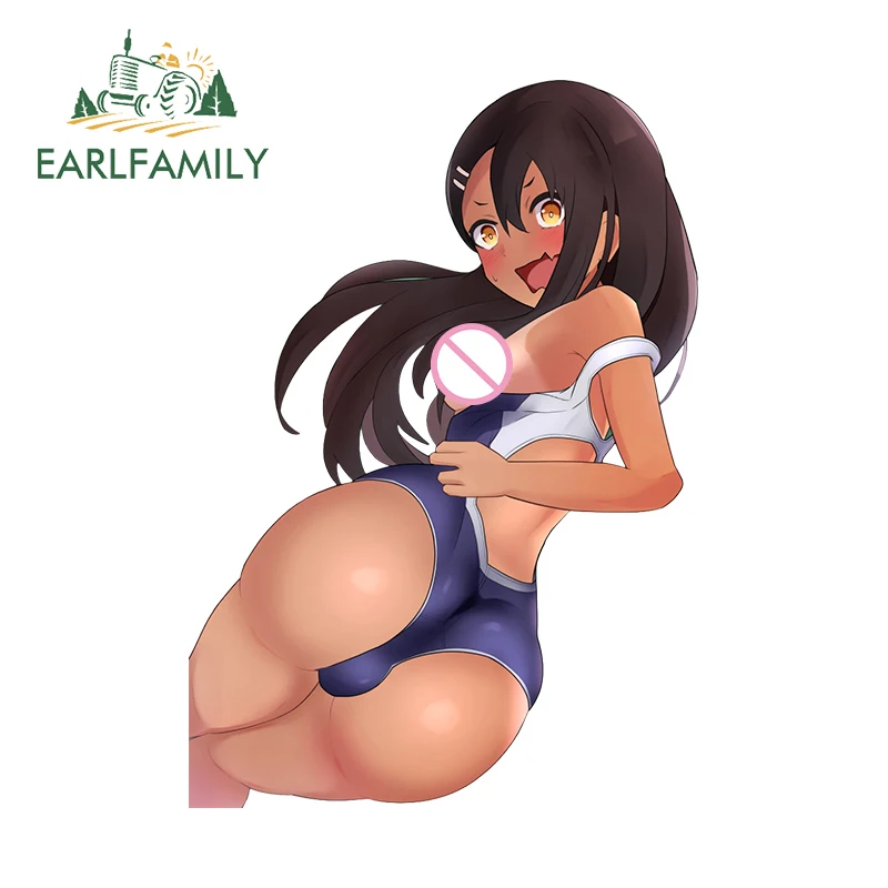 EARLFAMILY 13cm for Nagatoro Sexy Butt Car Stickers Sunscreen Vinyl Personality Decals Creative Laptop Refrigerator Car Goods