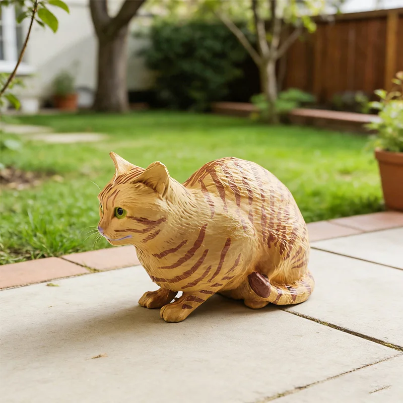1Pc Solid Simulation Animal Model Lying Orange Cat Figurine Cute Desktop Decoration Mini Ornament